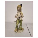 Vintage Clown Figurine with Accordion, 9 Inch Tall