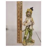 Vintage Clown Figurine with Accordion, 9 Inch Tall