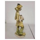 Vintage Clown Figurine with Accordion, 9 Inch Tall