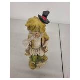 Vintage Clown Figurine with Accordion, 9 Inch Tall