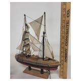 Set of 2 Model Sailing Ships Including Blue Nose and Sailboat with Blue Sails