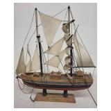 Set of 2 Model Sailing Ships Including Blue Nose and Sailboat with Blue Sails