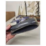 Set of 2 Model Sailing Ships Including Blue Nose and Sailboat with Blue Sails