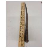 Vintage Ornate Curved Knife with Decorated Handle and Blade