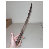 Vintage Ornate Curved Knife with Decorated Handle and Blade