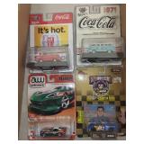 Collection of 16 Die-Cast Cars Featuring Hot Wheels, Batman, Coca-Cola, and NASCAR
