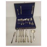 Vintage Silver Plate Flatware Set with Wooden Storage Case