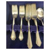 Vintage Silver Plate Flatware Set with Wooden Storage Case