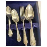 Vintage Silver Plate Flatware Set with Wooden Storage Case