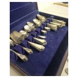 Vintage Silver Plate Flatware Set with Wooden Storage Case