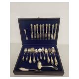 Vintage Silver Plate Flatware Set with Wooden Storage Case