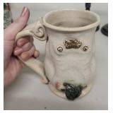 Vintage Collectibles Lot: Old Fitzgerald Porcelain Decanter, and Figural Mug