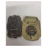 Collection of 4 Vintage Belt Buckles, Leather Key Holder, and Pipe Shaped Keychain