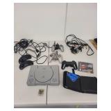 Sony PlayStation SCPH-5501 Console Lot with Controllers, Memory Card, and Games
