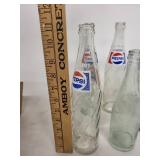 Set of 5 Vintage 16 oz Pepsi-Cola Glass Bottles with Swirl Design