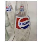 Set of 5 Vintage 16 oz Pepsi-Cola Glass Bottles with Swirl Design