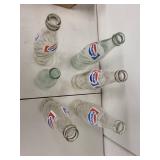 Set of 5 Vintage 16 oz Pepsi-Cola Glass Bottles with Swirl Design