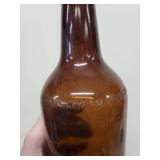 Set of 3 Vintage Glass Bottles - Amber and Teal Decorative Collectibles