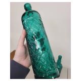 Set of 3 Vintage Glass Bottles - Amber and Teal Decorative Collectibles