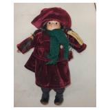 Pair of Springford Porcelain Dolls in Burgundy Velvet Outfits