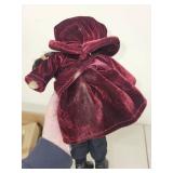 Pair of Springford Porcelain Dolls in Burgundy Velvet Outfits