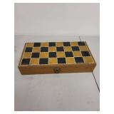 Carved Wooden Chess Set with Hinged Storage Box