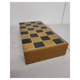 Carved Wooden Chess Set with Hinged Storage Box