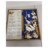 Carved Wooden Chess Set with Hinged Storage Box