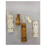 Carved Wooden Chess Set with Hinged Storage Box