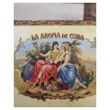 Collection of Art Prints, Books, and La Aroma de Cuba Cigar Box