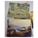 Collection of Art Prints, Books, and La Aroma de Cuba Cigar Box