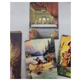 Collection of Art Prints, Books, and La Aroma de Cuba Cigar Box