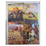 Collection of Art Prints, Books, and La Aroma de Cuba Cigar Box