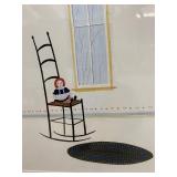 Framed Artwork of Rag Doll on Ladder Back Chair