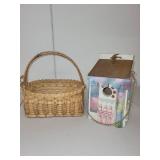 Handmade Woven Basket and Signed Decorative Wooden Birdhouse