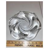 Vintage Swirl Art Glass Bowl Clear 8 Inch Decorative Dish
