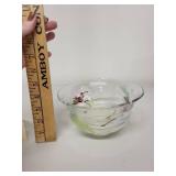 Hand-Painted Glass Bowl with Floral Design, Signed
