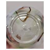 Hand-Painted Glass Bowl with Floral Design, Signed