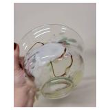 Hand-Painted Glass Bowl with Floral Design, Signed