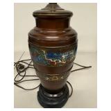 Vintage Japanese Cloisonne Table Lamp with Decorative Enamel Bands