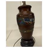 Vintage Japanese Cloisonne Table Lamp with Decorative Enamel Bands