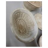 Collection of 7 Vintage Ceramic Jelly Molds with Embossed Designs