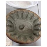 Collection of 7 Vintage Ceramic Jelly Molds with Embossed Designs
