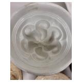 Collection of 7 Vintage Ceramic Jelly Molds with Embossed Designs