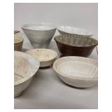 Collection of 7 Vintage Ceramic Jelly Molds with Embossed Designs