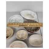 Collection of 7 Vintage Ceramic Jelly Molds with Embossed Designs