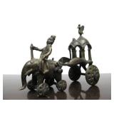 Antique India Bronze Elephant Chariot Sculpture