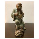Large Vintage Signed Chinese Terra Cotta or Ceramic Figure