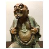 Large Vintage Signed Chinese Terra Cotta or Ceramic Figure