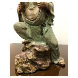 Large Vintage Signed Chinese Terra Cotta or Ceramic Figure